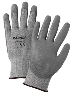 Radnor 2X Gray 13 Gauge High Denisity Polyurethane Cut Resistant Gloves With Seamless Knit Wrist, Polyurethane Palm Coating And HPPE Shell-eSafety Supplies, Inc