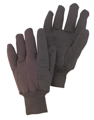 Radnor Men's Brown 9 Ounce Cotton/Polyester Blend Jersey Gloves With Knitwrist And PVC Dotted Palm, Thumb And Index Finger-eSafety Supplies, Inc
