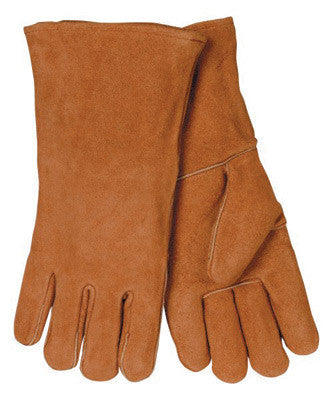 Radnor Large Brown 14" Shoulder Split Cowhide Cotton Sock Lined Welders Gloves With Wing Thumb-eSafety Supplies, Inc