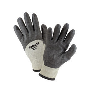 Radnor Large Black And Gray 7 Gauge Brushed Acrylic Terry Nylon Lned Cold Weather Gloves With Double Coated Air Infused PVC-eSafety Supplies, Inc