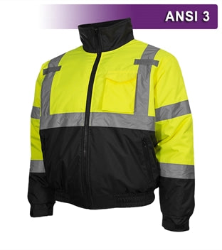 Safety Jacket: Hi Vis Bomber: Adjustable Hood: Waterproof-eSafety Supplies, Inc