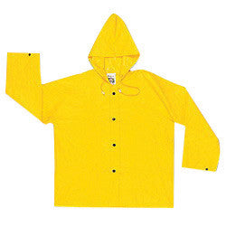 River City Garments Medium Yellow Wizard .2800 mm PVC And Nylon Flame Resistant Rain Jacket With Snap Storm Fly Front Closure And Attached Hood-eSafety Supplies, Inc