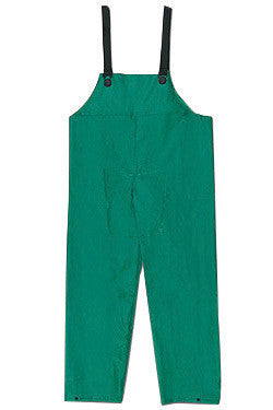 River City Garments 2X Green Dominator .4200 mm PVC And Polyester Flame Resistant Rain Bib Pants With No Fly Closure And Elastic Adjustable Suspender