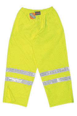 River City Garments 3X Fluorescent Lime PRO Grade Polyester And Polyurethane Rain Pants With Drawstring Closure And White Reflective Stripes