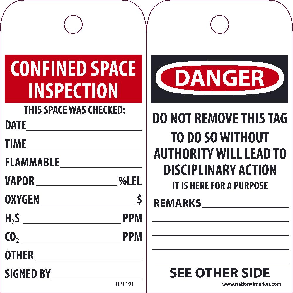 Danger Confined Space Inspection Tag - Pack of 25-eSafety Supplies, Inc