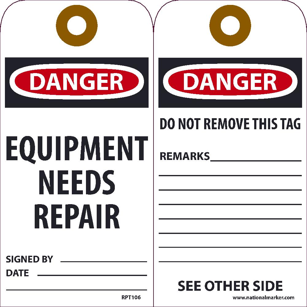 Danger Equipment Needs Repair Tag - Pack of 25-eSafety Supplies, Inc