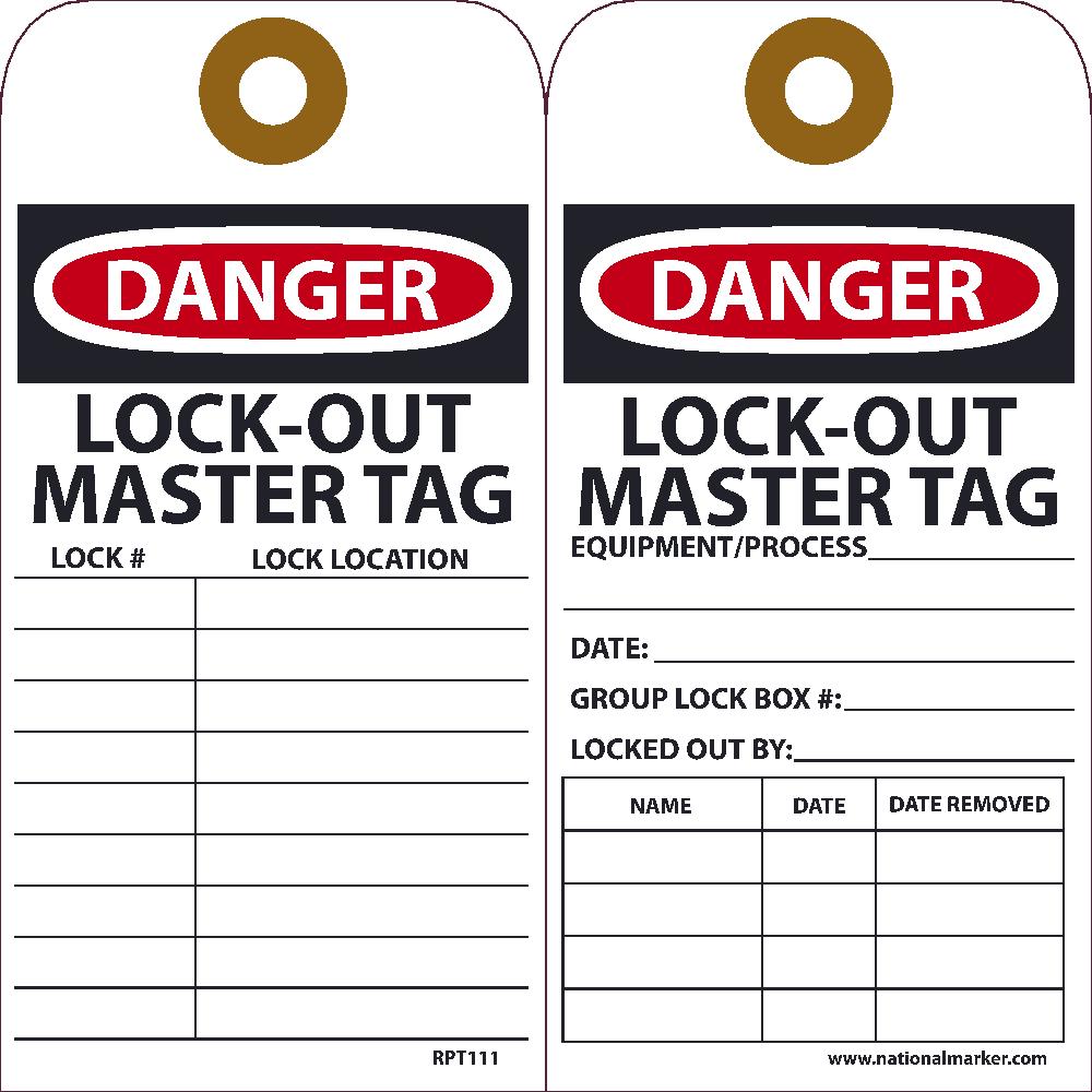 Danger Lock-Out Master Tag Lock Location Tag - Pack of 25-eSafety Supplies, Inc