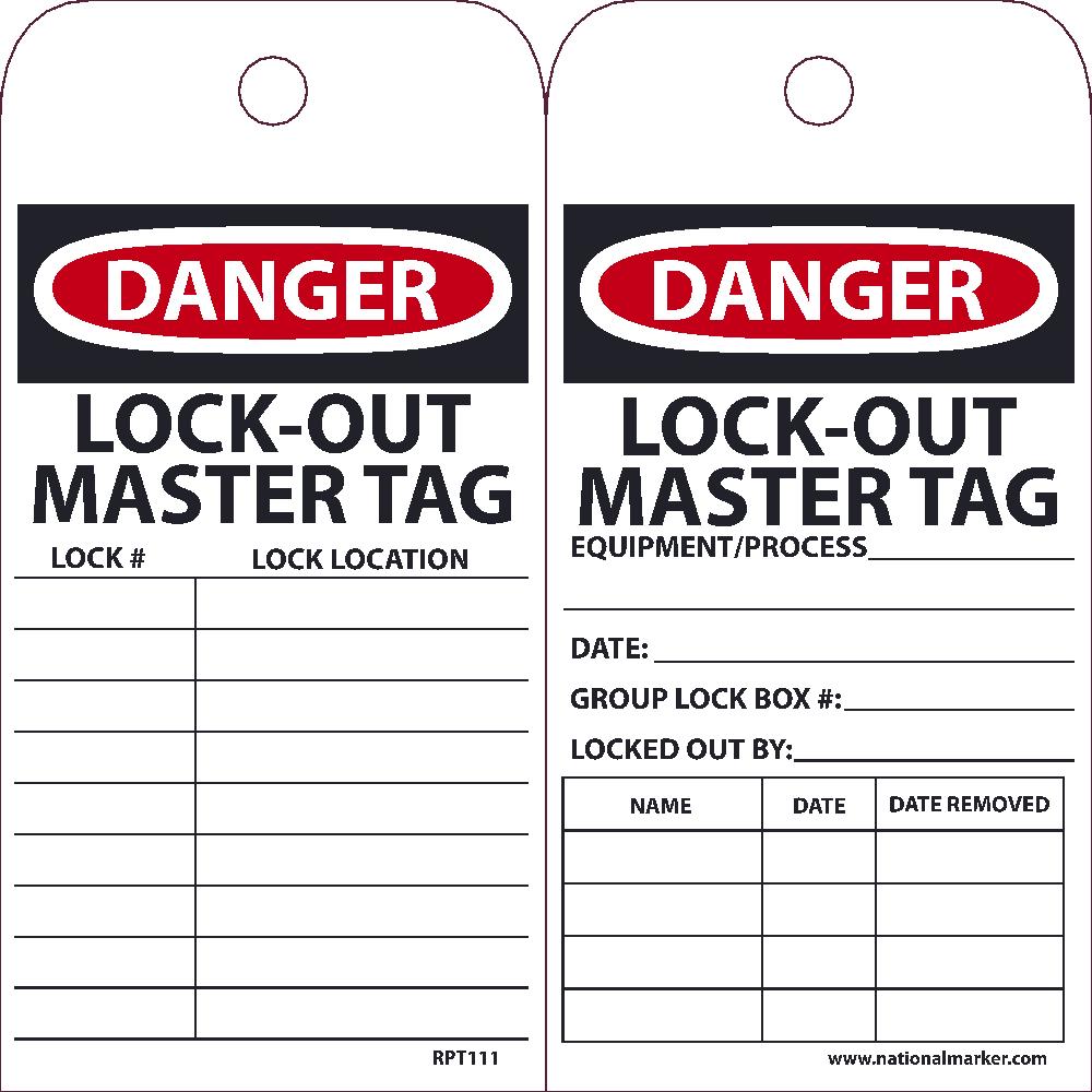 Danger Lock-Out Master Tag Lock Location Tag - Pack of 25-eSafety Supplies, Inc