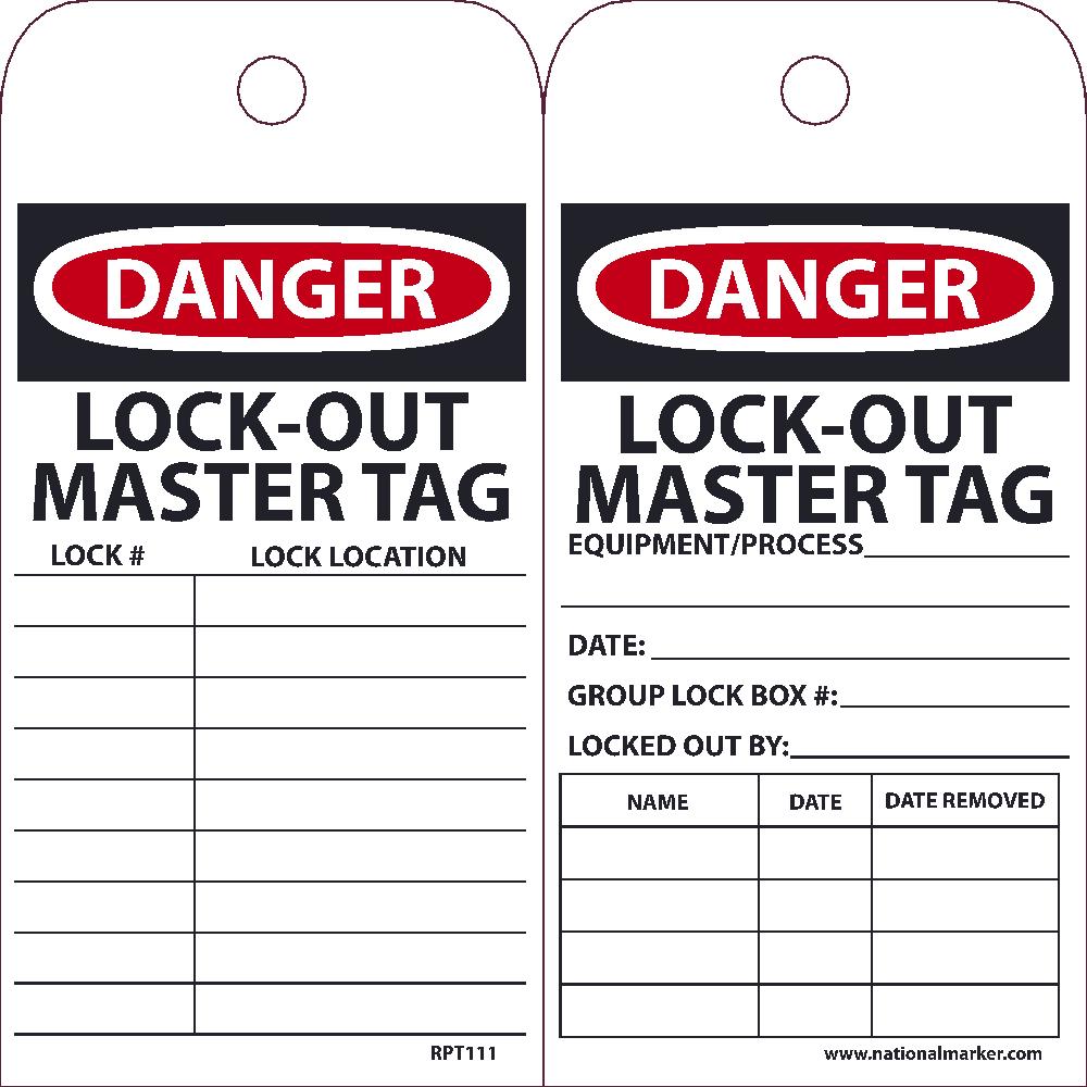 Danger Lock-Out Master Tag Lock Location Tag - Pack of 25-eSafety Supplies, Inc
