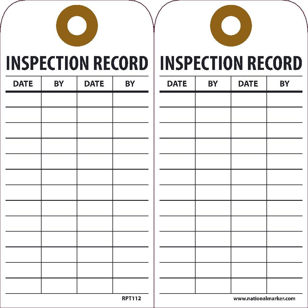 Inspection Record Tag - Pack of 25-eSafety Supplies, Inc