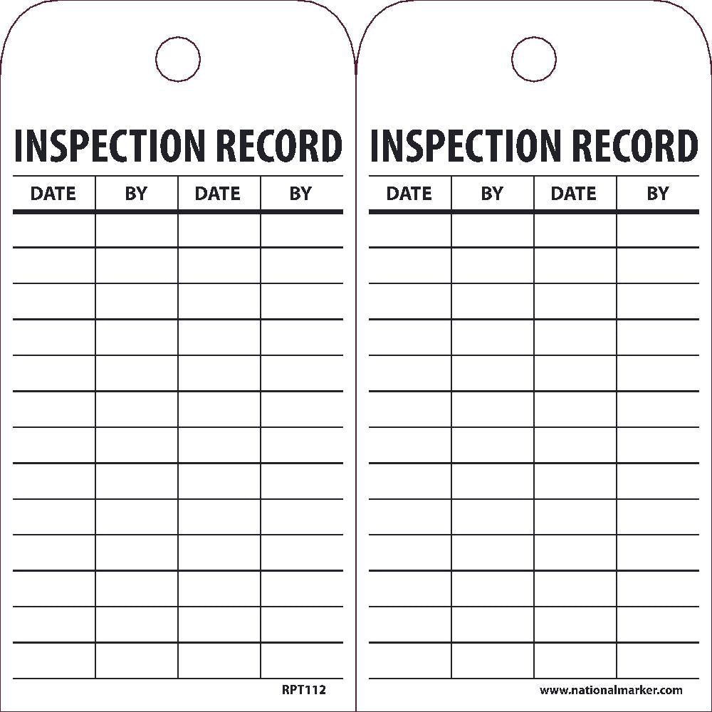 Inspection Record Tag - Pack of 25-eSafety Supplies, Inc