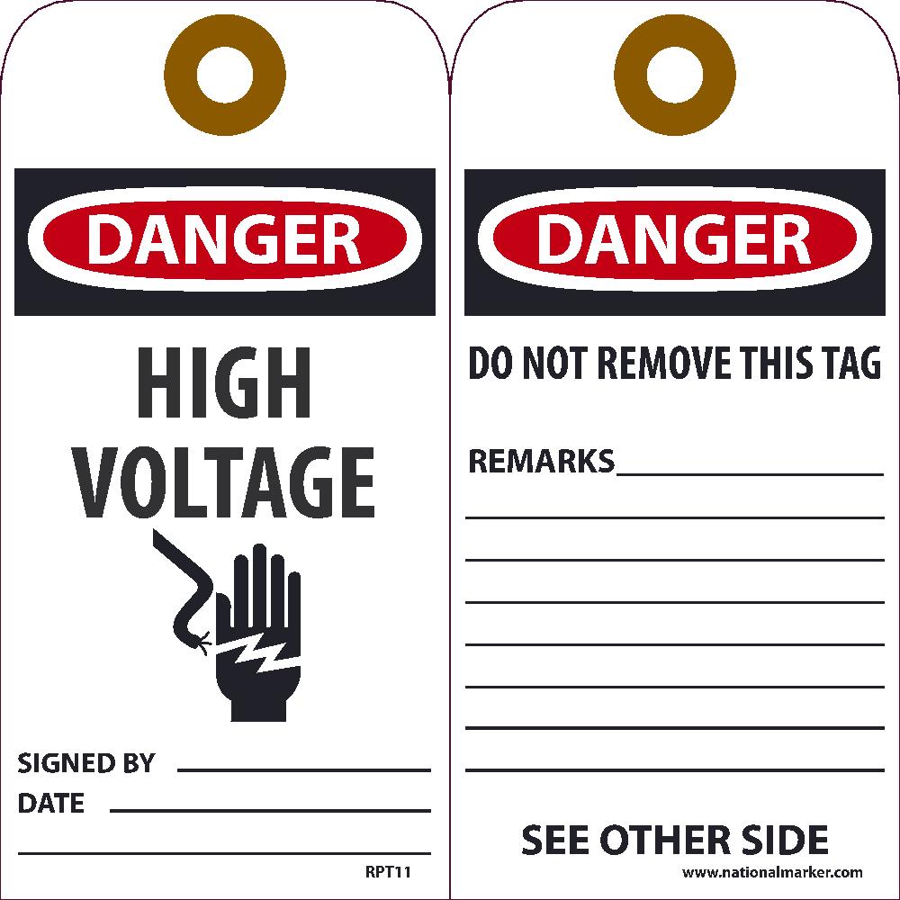 Danger High Voltage Tag - Pack of 25-eSafety Supplies, Inc