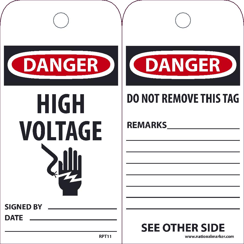 Danger High Voltage Tag - Pack of 25-eSafety Supplies, Inc