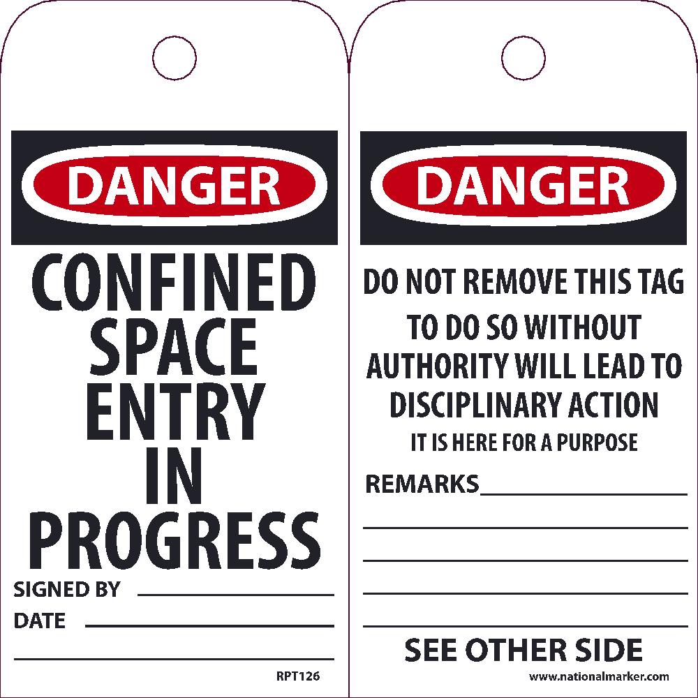 Danger Confined Space Entry In Progress Tag - Pack of 25-eSafety Supplies, Inc
