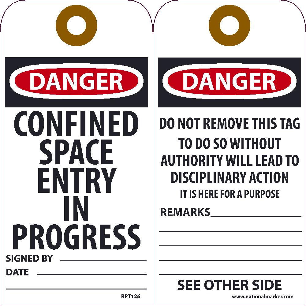 Danger Confined Space Entry In Progress Tag - Pack of 25-eSafety Supplies, Inc