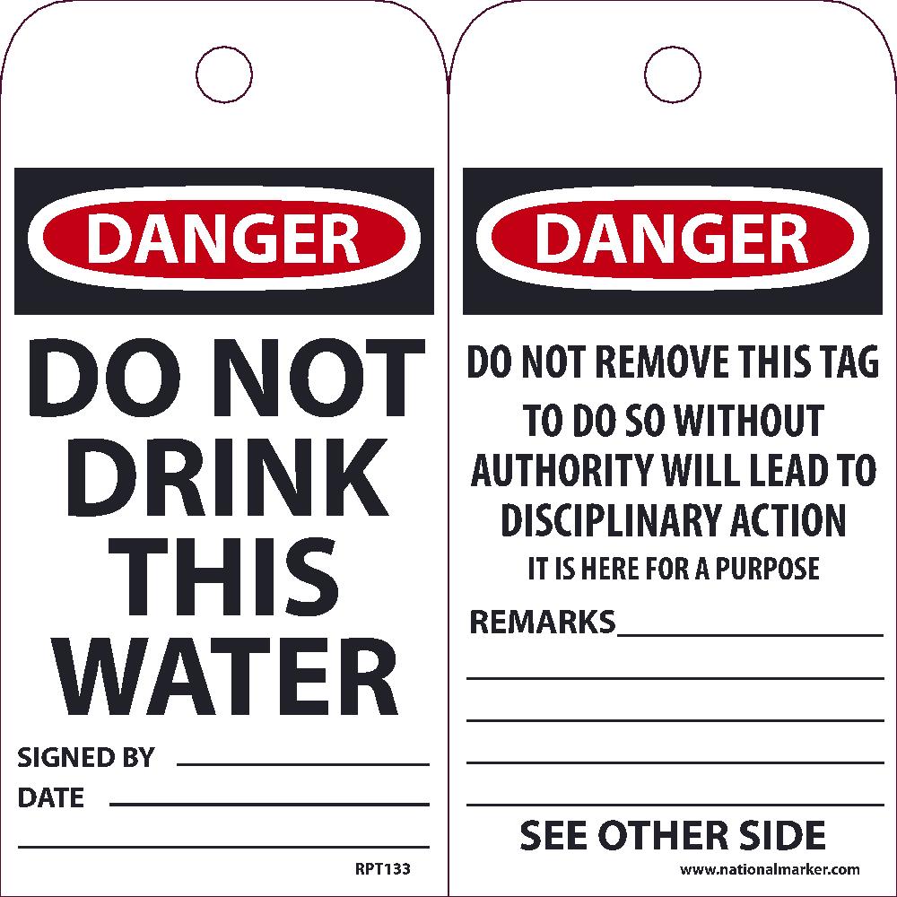Danger Do Not Drink This Water Tag - Pack of 25-eSafety Supplies, Inc