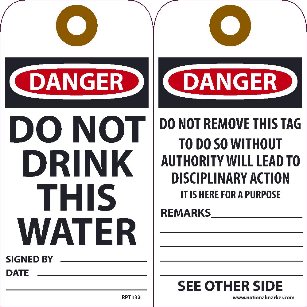 Danger Do Not Drink This Water Tag - Pack of 25-eSafety Supplies, Inc