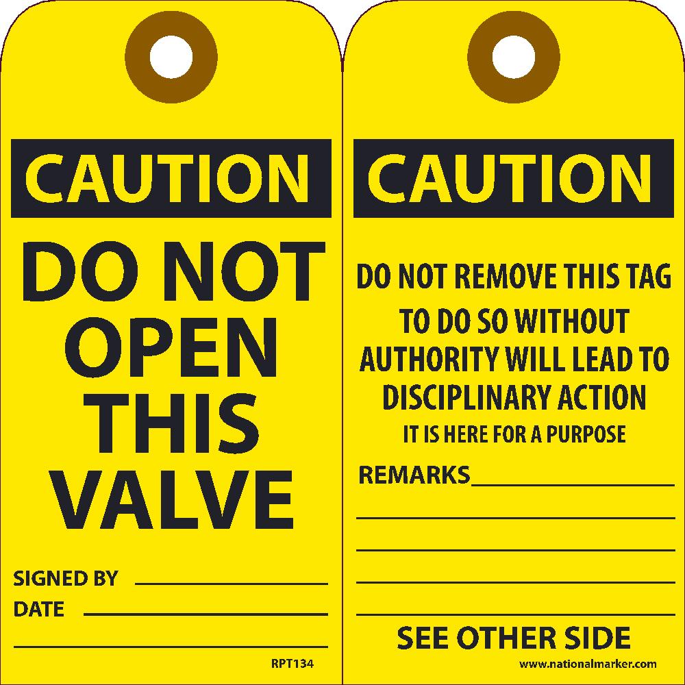 Caution Do Not Open This Valve Tag - Pack of 25
