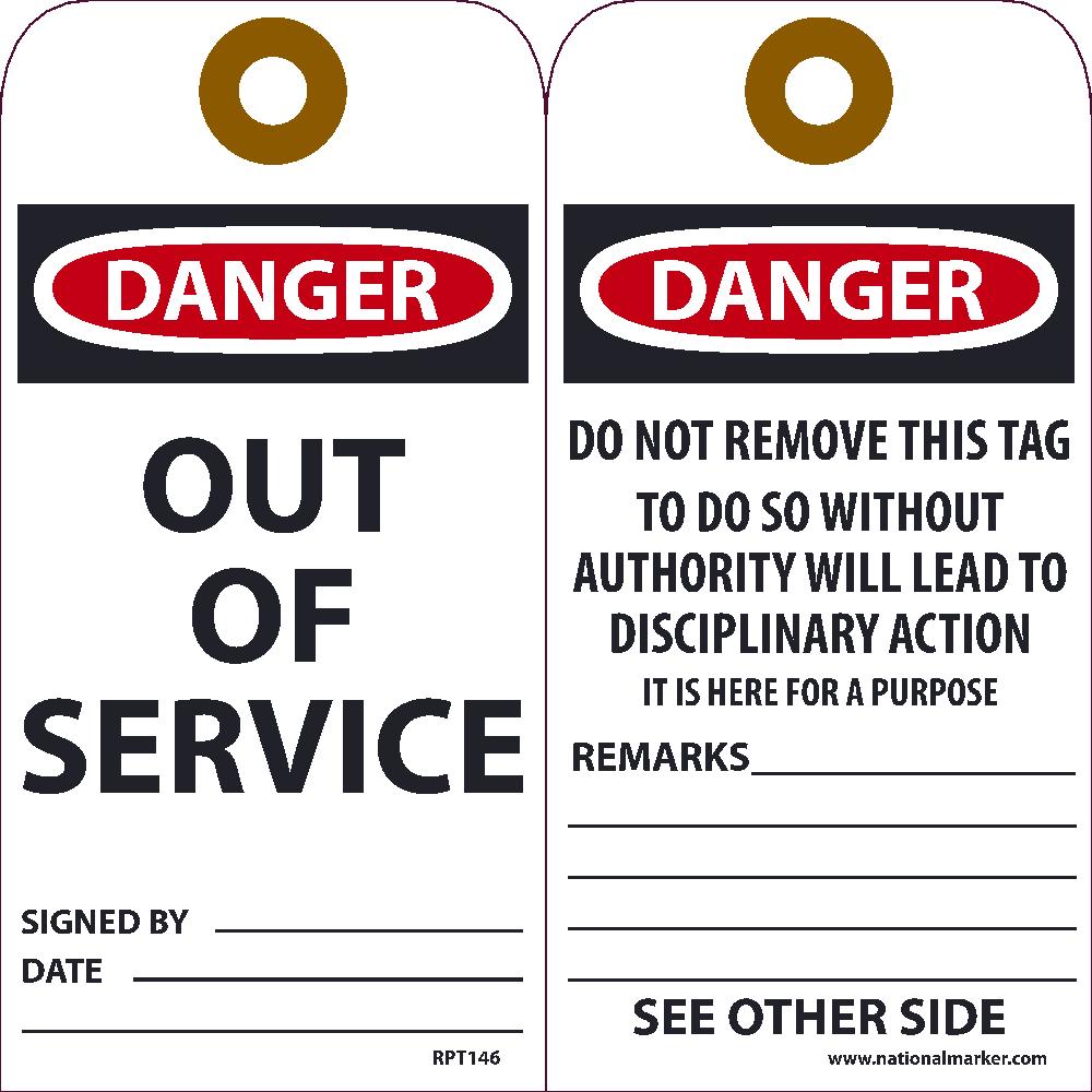 Danger Out Of Service Tag - Pack of 25-eSafety Supplies, Inc