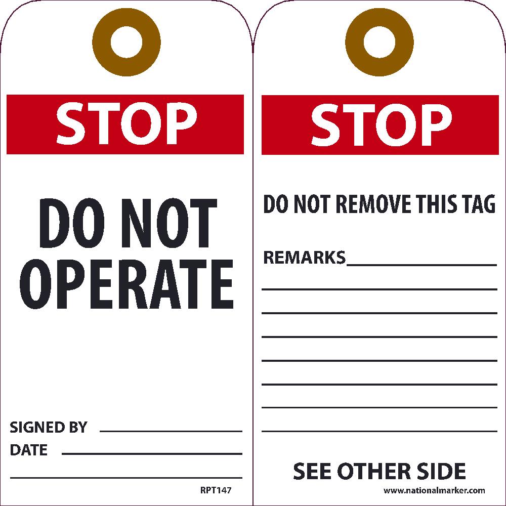 Stop Do Not Operate Tag - Pack of 25-eSafety Supplies, Inc