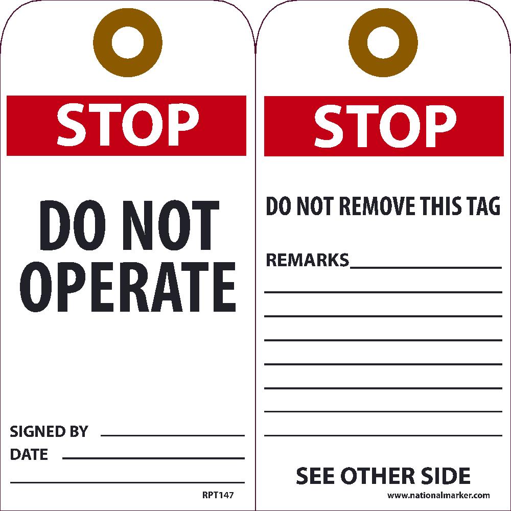 Sticker Don't Operate Stop Do Not Operate Tag - Pack of 25