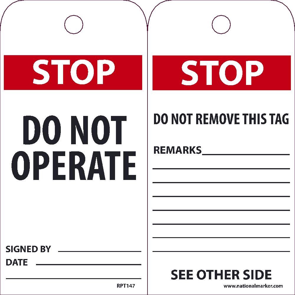 Stop Do Not Operate Tag - Pack of 25-eSafety Supplies, Inc
