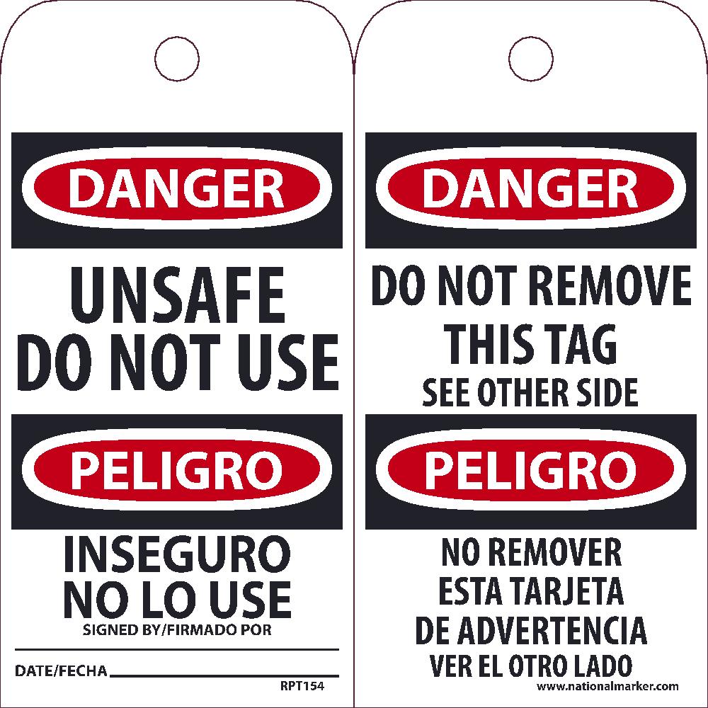 Danger Unsafe Do Not Use Tag - Pack of 25-eSafety Supplies, Inc