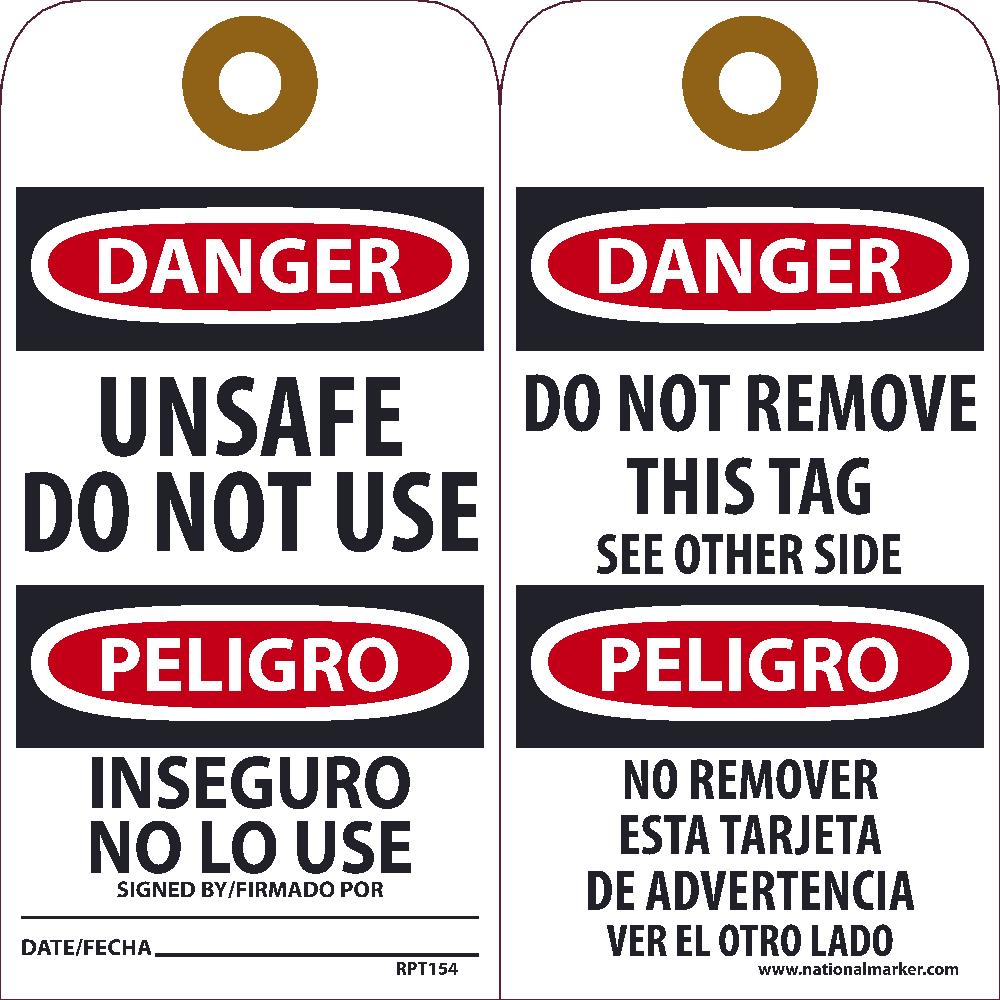 Danger Unsafe Do Not Use Tag - Pack of 25-eSafety Supplies, Inc