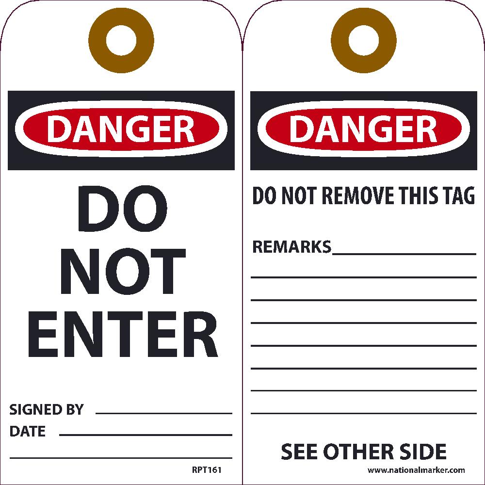 Danger Do Not Enter Tag - Pack of 25-eSafety Supplies, Inc