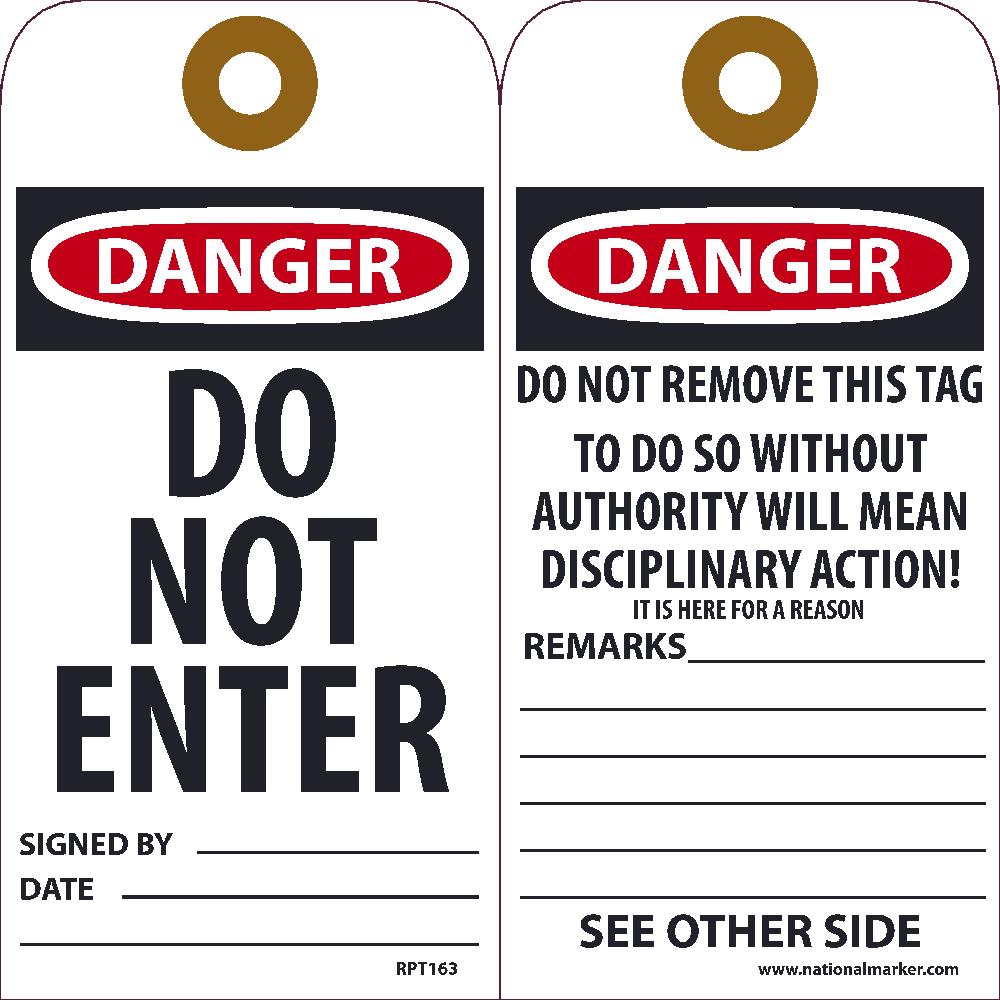 Danger Do Not Enter Tag - Pack of 25-eSafety Supplies, Inc