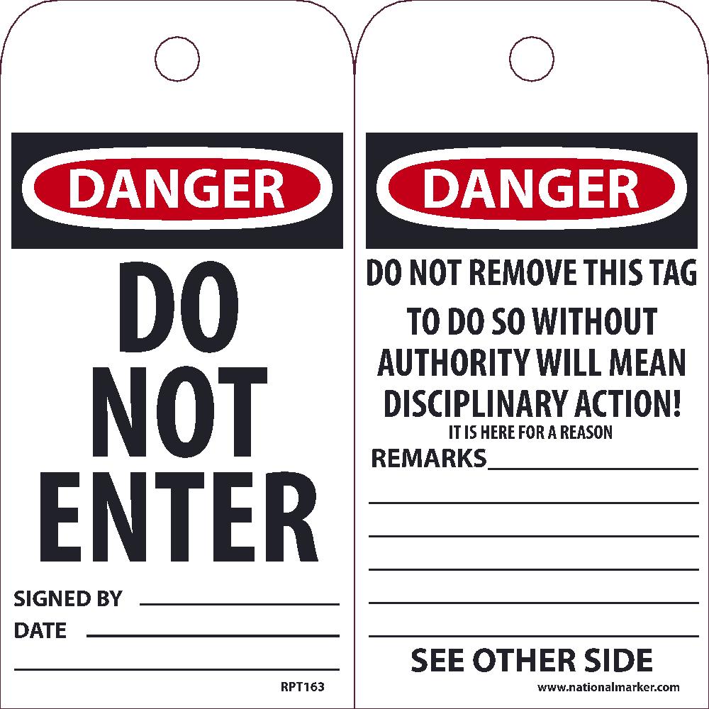 Danger Do Not Enter Tag - Pack of 25-eSafety Supplies, Inc