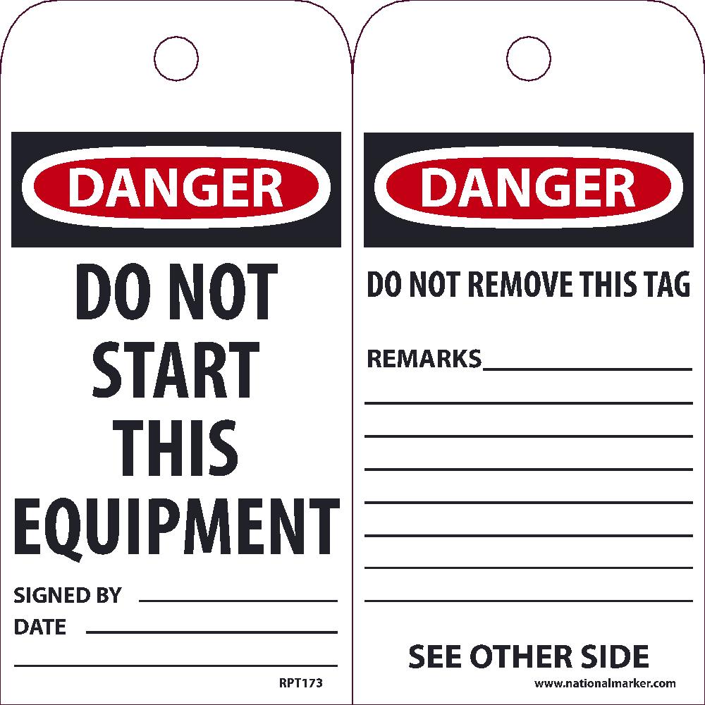 Danger Do Not Start This Equipment Tag - Pack of 25-eSafety Supplies, Inc