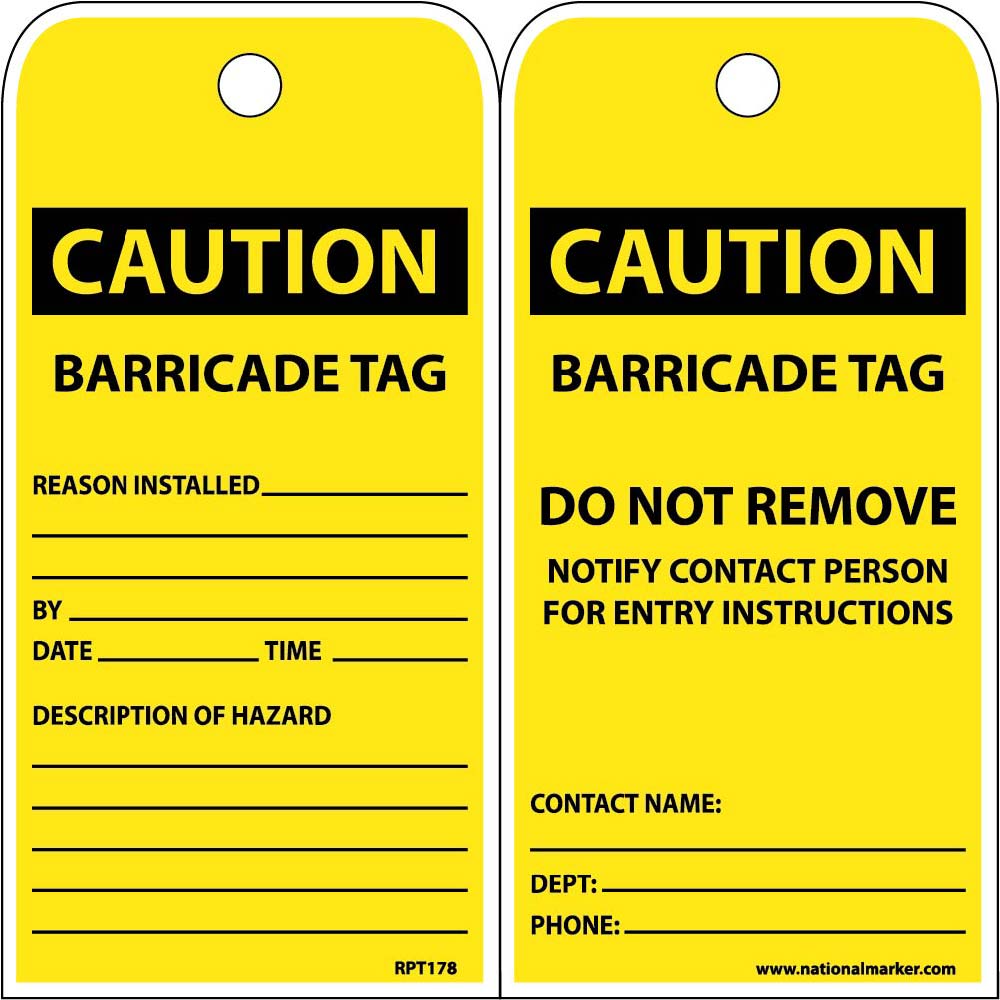 Caution Barricade Tag-eSafety Supplies, Inc