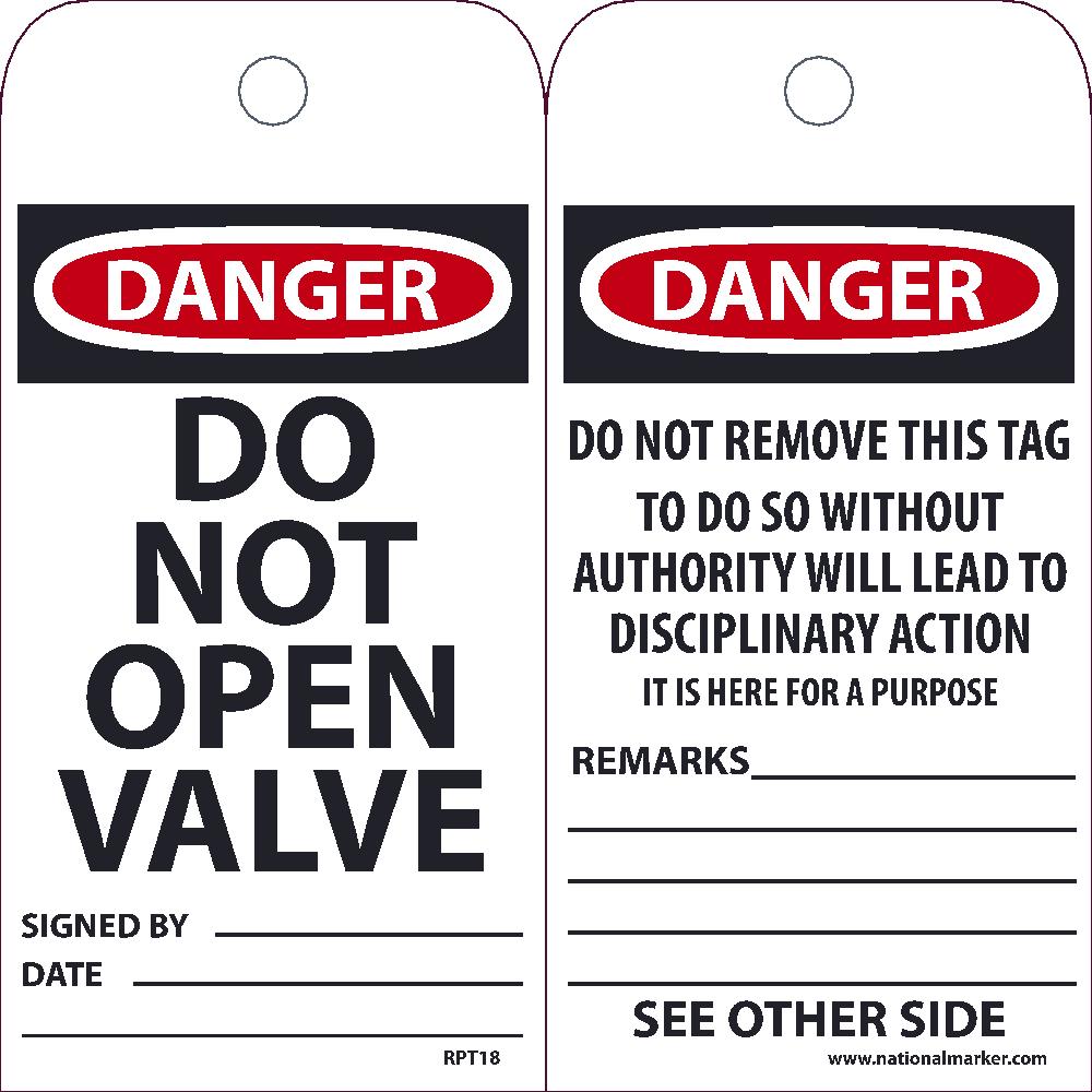 Danger Do Not Open Valve Tag - Pack of 25-eSafety Supplies, Inc