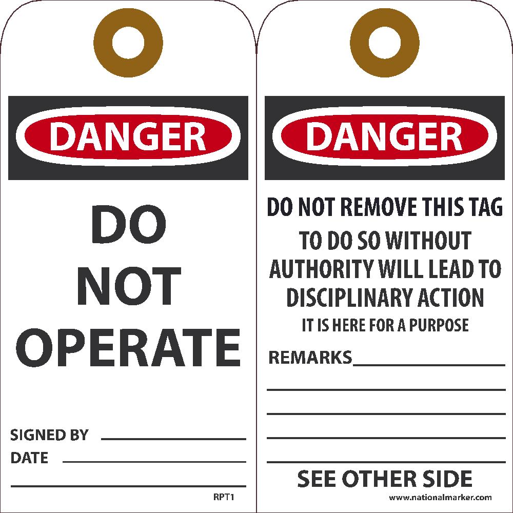 Danger Do Not Operate Tag - Pack of 25-eSafety Supplies, Inc