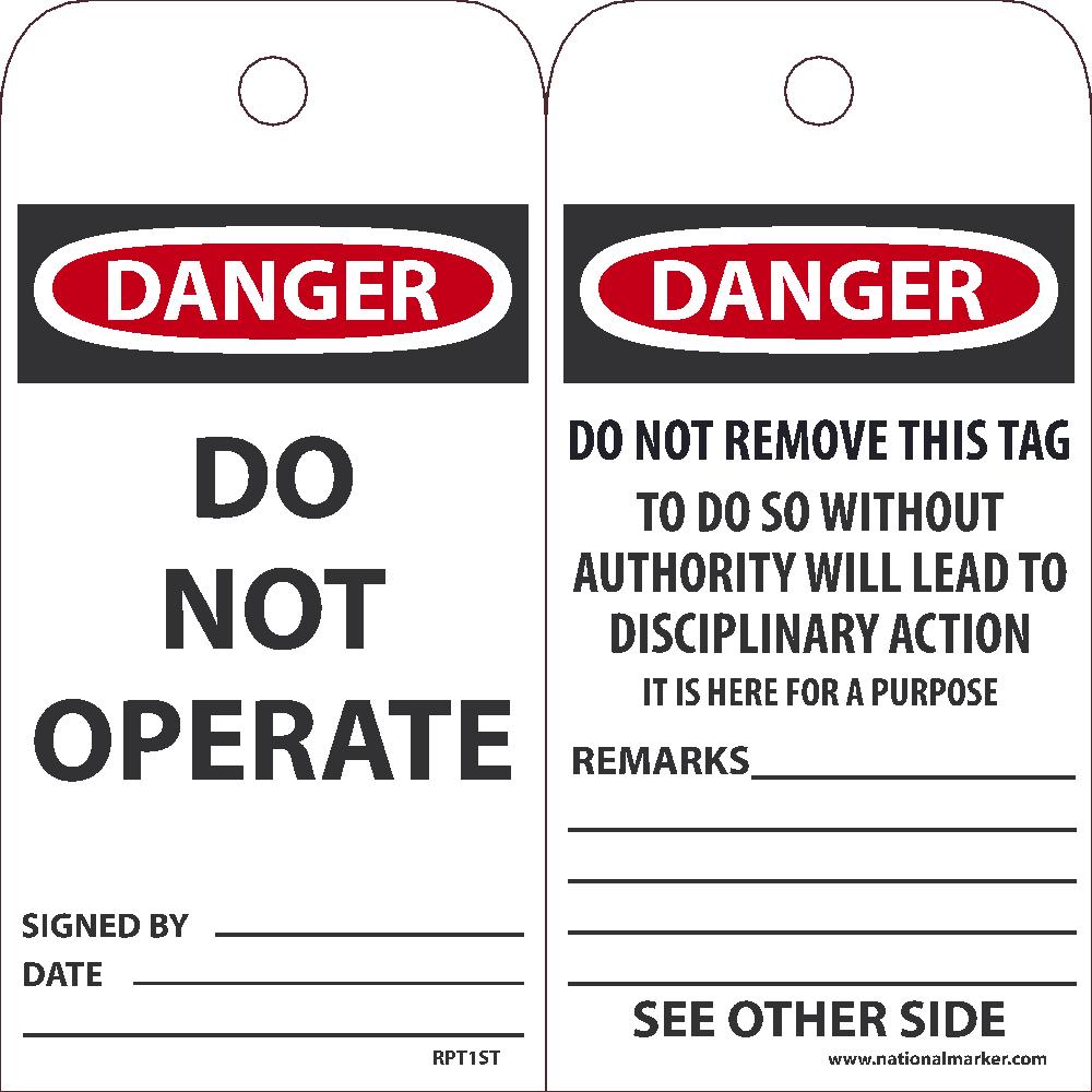 Danger Do Not Operate Tag - Pack of 25-eSafety Supplies, Inc