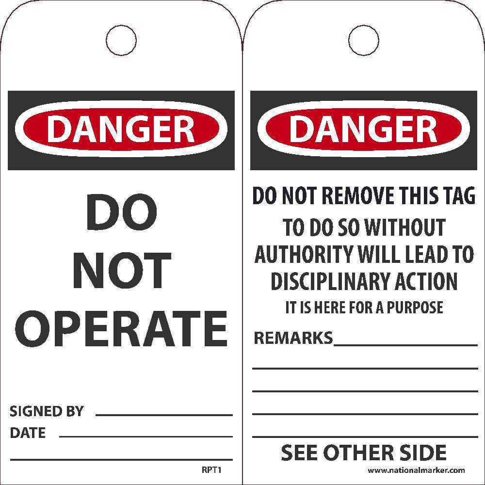 Danger Do Not Operate Tag - Pack of 25-eSafety Supplies, Inc