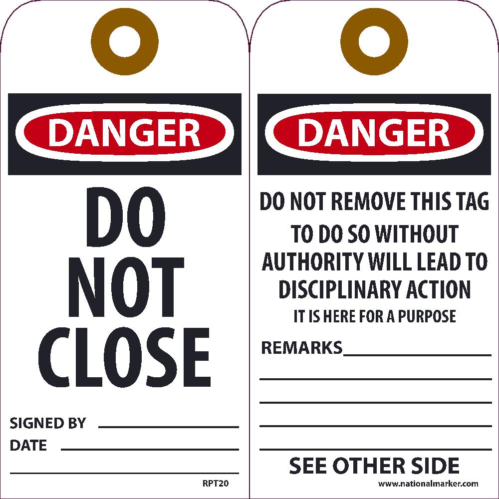 Danger Do Not Close Tag - Pack of 25-eSafety Supplies, Inc