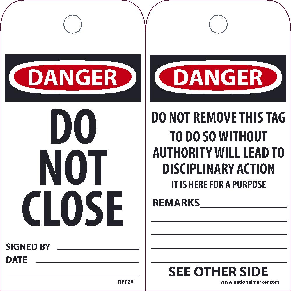 Danger Do Not Close Tag - Pack of 25-eSafety Supplies, Inc