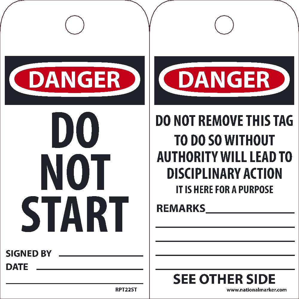Danger Do Not Start Tag - Pack of 25-eSafety Supplies, Inc