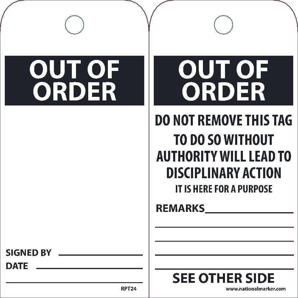 Out Of Order Tag - Pack of 25-eSafety Supplies, Inc