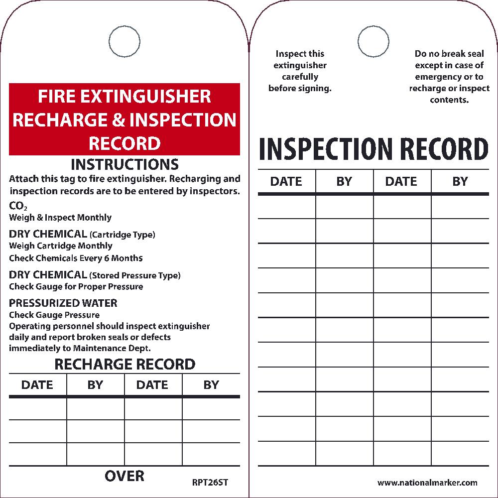 Fire Extinguisher Recharge & Inspection Record Tag - Pack of 25-eSafety Supplies, Inc