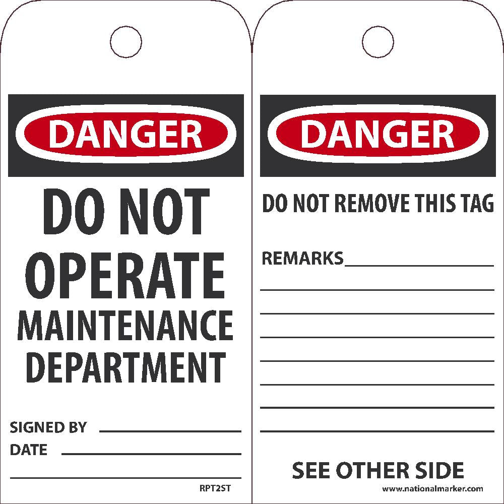 Danger Do Not Operate Maintenance Department Tag - Pack of 25-eSafety Supplies, Inc