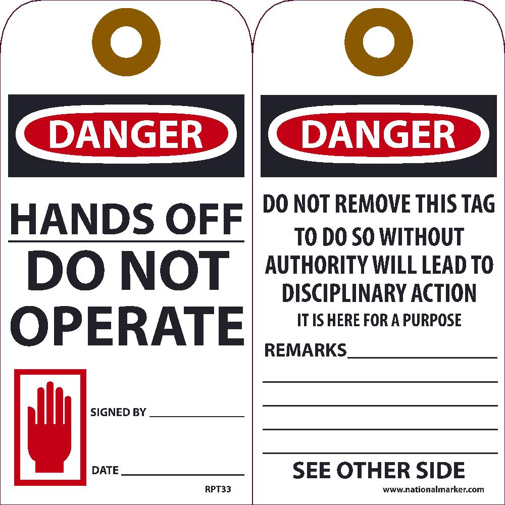 Danger Hands Off Do Not Operate Tag - Pack of 25-eSafety Supplies, Inc