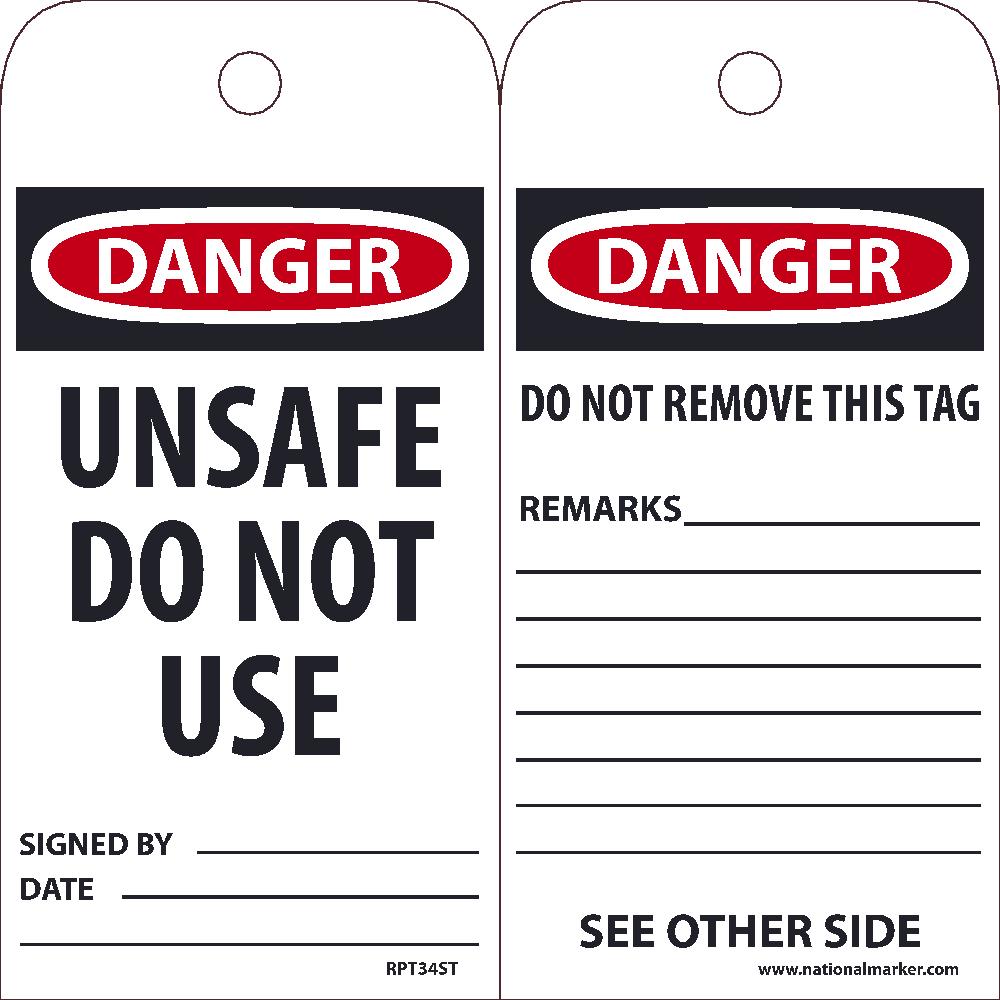 Danger Unsafe Do Not Use Tag - Pack of 25-eSafety Supplies, Inc