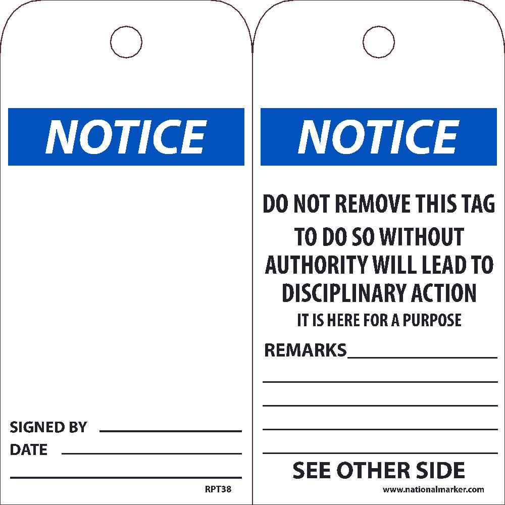 Notice Signed By___ Date___ Tag - Pack of 25-eSafety Supplies, Inc