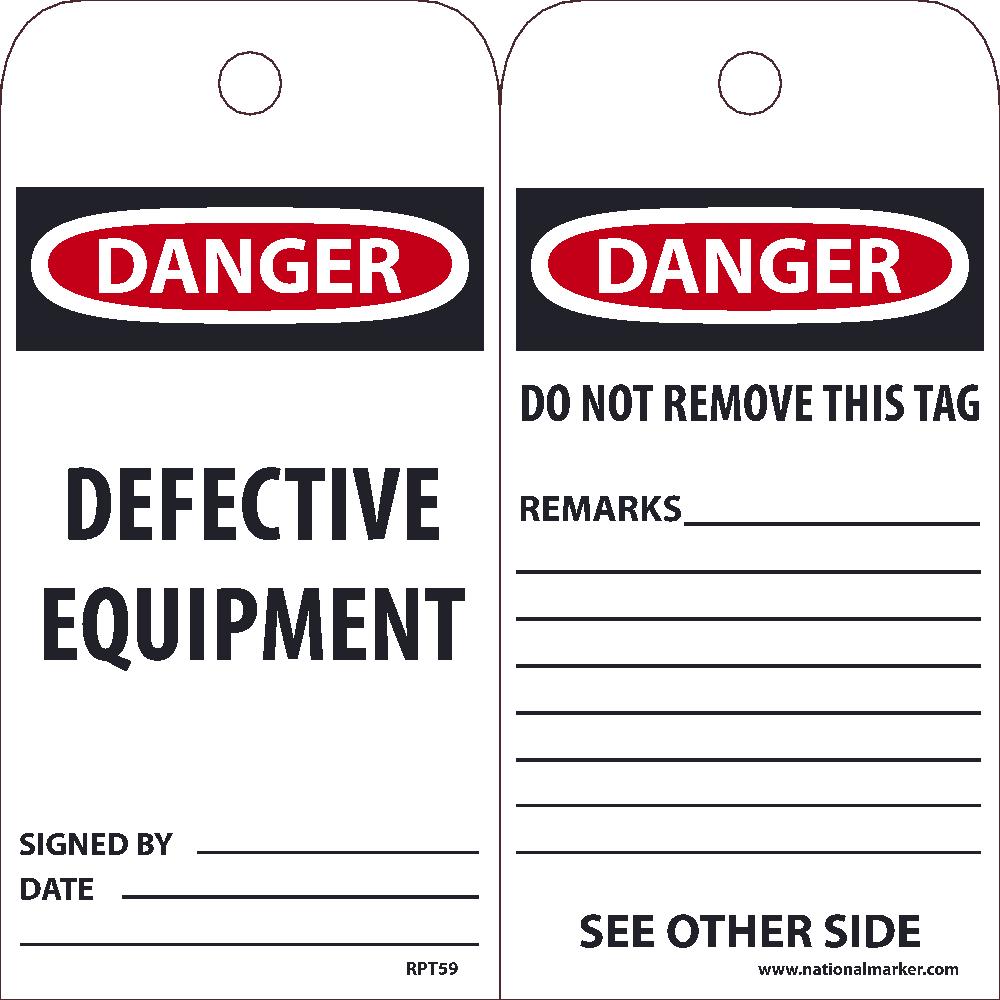 Danger Defective Equipment Tag - Pack of 25-eSafety Supplies, Inc