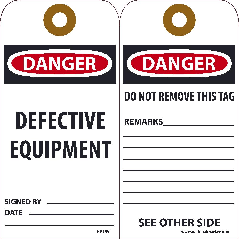 Danger Defective Equipment Tag - Pack of 25-eSafety Supplies, Inc