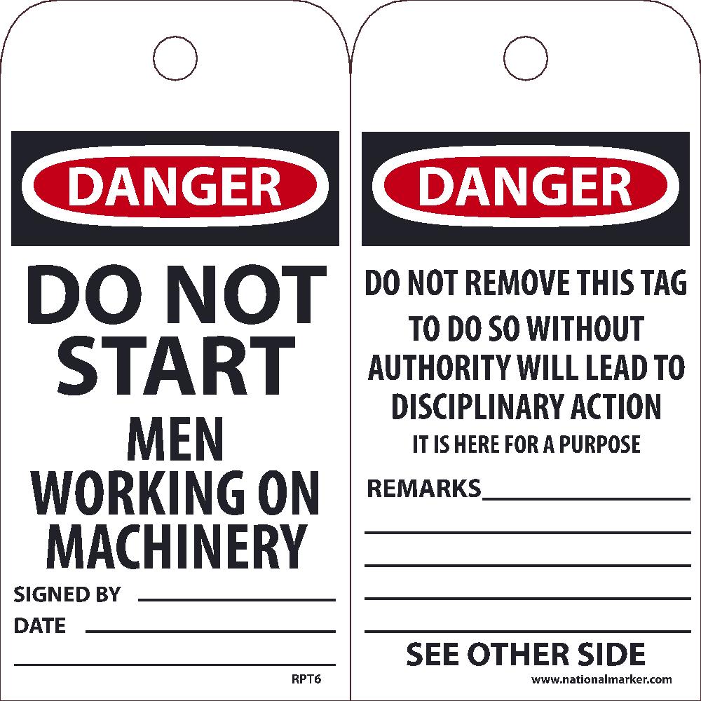 Danger Do Not Start Men Working On Machinery Tag - Pack of 25-eSafety Supplies, Inc