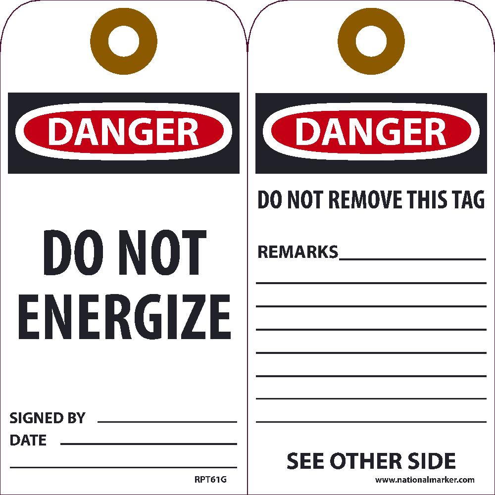 Danger Do Not Energize Tag - Pack of 25-eSafety Supplies, Inc